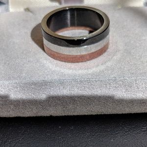 Designer Tri-Colored Metal Ring